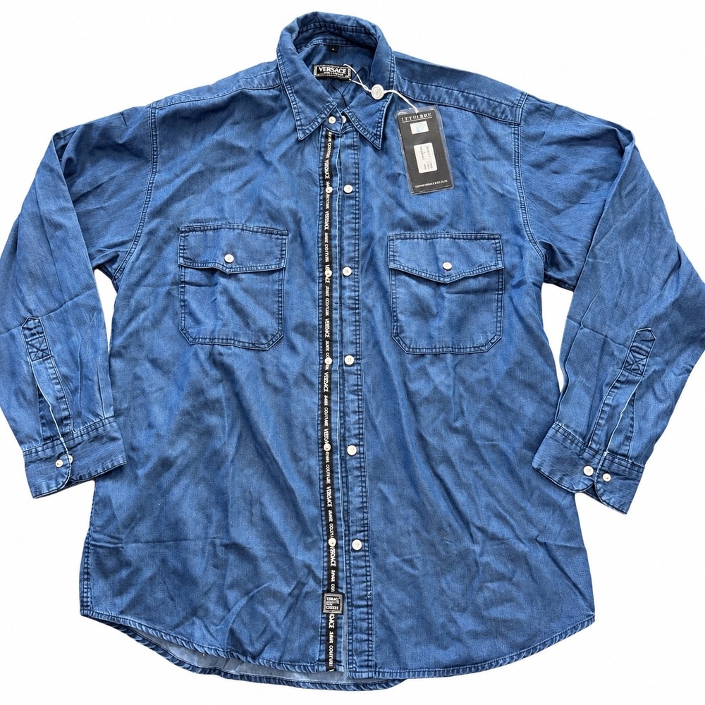 Vintage Versace Jeans Couture Denim Shirt Men's L Made Italy Ittierre Medusa NWT